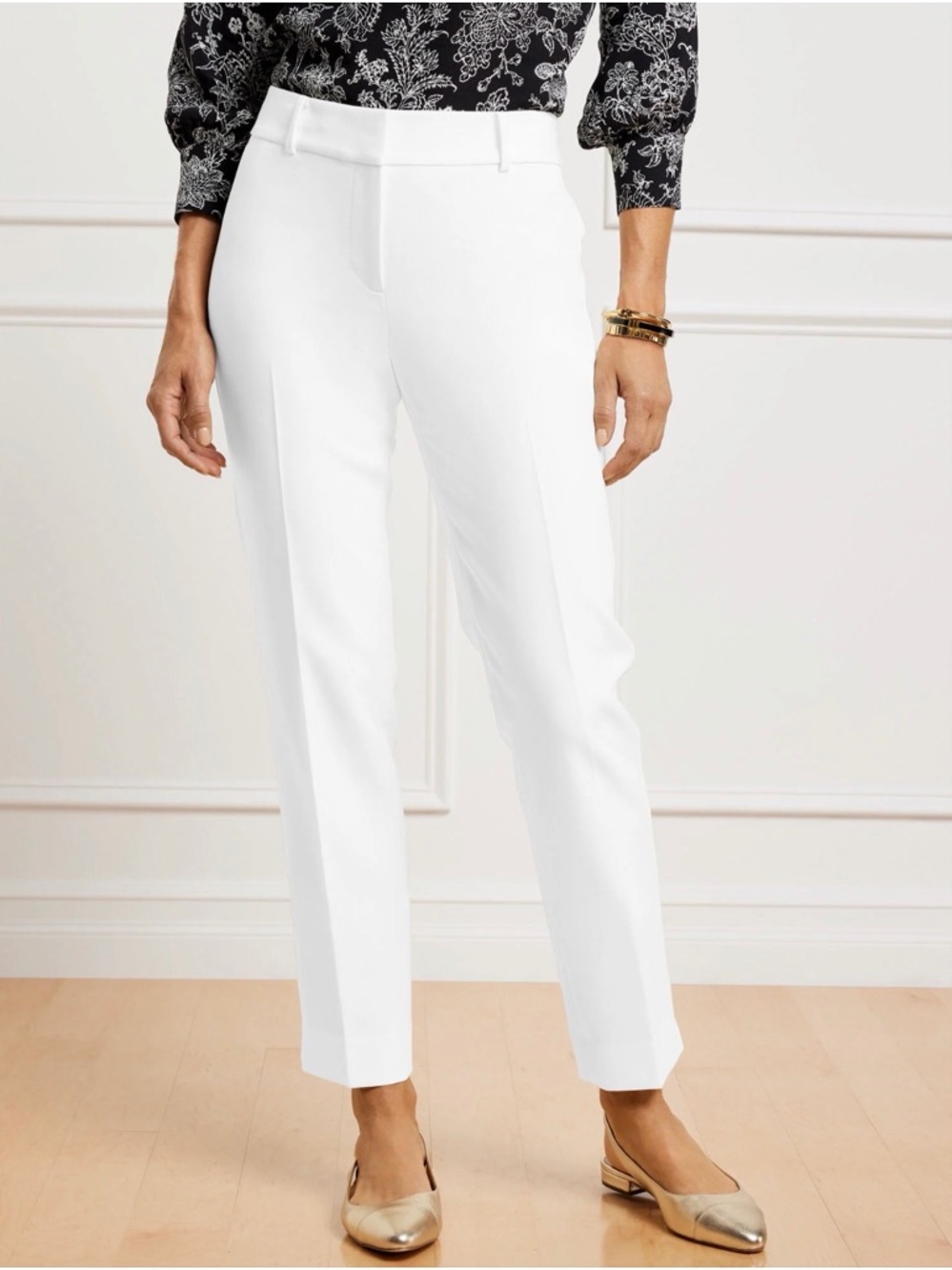 Talbots Hampshire White Women's Straight-Leg Dress Pants 8